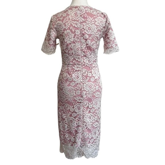 NWT RACHEL PARCELL WHITE LACE SHORT SLEEVE SHEATH MIDI COCKTAIL DRESS - S - Picture 3 of 14